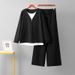 Women's Autumn Fashion Faux Fur Two Piece Set Knitted Top with Drawstring Wide Leg Pants Casual Sportswear_ecoleips.com