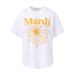 Cross-Border Summer New Mardi Zou Chrysanthemum Print Letter Unisex Round Neck Short Sleeve T-Shirt Size 4_ecoleips.com