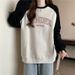 real-shot Cotton Letter-printed Round-neck Raglan Sweatshirt For Women, Spring And Autumn Thin Style,_ecoleips.com