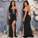 Women’s Clothing High Slit Long Skirt Diamond Bow Women's Party Tube Top Dress_ecoleips.com