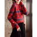 girl 2025 Autumn Winter New Christmas Reindeer Jacquard Knitted Loose Lazy Style Versatile Red Sweater For Women_ecoleips.com
