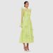 Women's Clothing Fashion Style Three Dimensional Decorative Flowers Solid Color Layered Single Breasted Long Dress_ecoleips.com