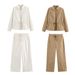 Women's Clothing Autumn Long Sleeved Top And Wide Leg Pants Set Temperament Enhancement_ecoleips.com