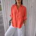 Spring Cotton And Linen Shirt With Back Tie Design_ecoleips.com