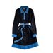 Celebrity Inspired Elegant Patchwork Denim Collared Dress, Perfect For Autumn And Winter, With A Belted Waist And Slit, Midi Length._ecoleips.com