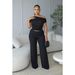 European And American Style Women's Fashion Off-Shoulder Asymmetrical Ruched Wide Leg Pants Two-Piece Set GL6818_ecoleips.com