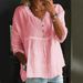 Women's Clothing Casual Three Quarter Sleeve Lace V Neck Pullover Multicolor Women's Tops Shirt_ecoleips.com