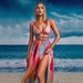 Tropical Print Slit Maxi Dress – High-Low Hem & Adjustable Side Ties (One Size Fits S-XL)_ecoleips.com