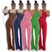 Women's Clothing Fashion Stitching Contrast Color V Neck Zipper Sleeveless Split Pants Two Piece Suit_ecoleips.com