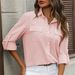 Women's Clothing Spring And Summer New Button Down Shirt Loose Shirt Solid Color Casual_ecoleips.com