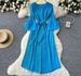 Women's Clothing Fashion Dress For Women With Waist Hugging Straps And Three Dimensional Flowers Trumpet Sleeves And Pleated Long Skirt_ecoleips.com