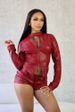 Women's Clothing PU Stretch Pant Set Long Sleeved Tops With Shorts All-Season Fashion_ecoleips.com