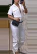 Summer Women's Short-Sleeved Slim Waist Fashion Workwear Jumpsuit_ecoleips.com