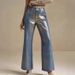 Women's Retro Gold Plated Flared Jeans Slimming Regular Fit Full Length Casual Fashion_ecoleips.com