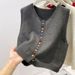 K Fashionable Knitted Vest For Women With Rainbow Buttons; Wear It Over A Sweater._ecoleips.com