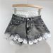 Women's Clothing Design Sense Lace Lace Slim Hot Girl Denim Shorts Female Fashionable Personality Age Reducing High Waist Wide Leg Hot Pants_ecoleips.com