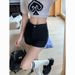2025s Trendy Girl Denim Shorts Women Ins Spring 2025 New High Waist Slimming Black Tight Elastic Bodycon Hot Pants_ecoleips.com