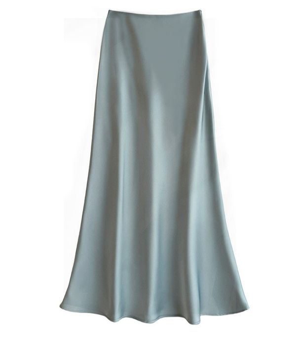 High Waist And Thin Medium And Long Satin Acetic Acid Silky Slippery Skirt 2024 Spring And Summer New Hip-wrapped Fishtail A-shaped Dress_ecoleips.com