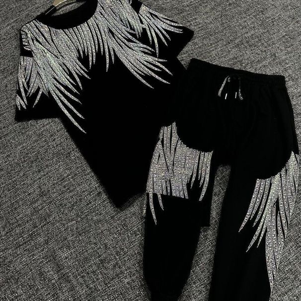 Women's Clothing Fat Mm High Waist Nine Points Harem Pants Summer New Men And Women Leggings Heavy Hot Diamond Suit Tide_ecoleips.com