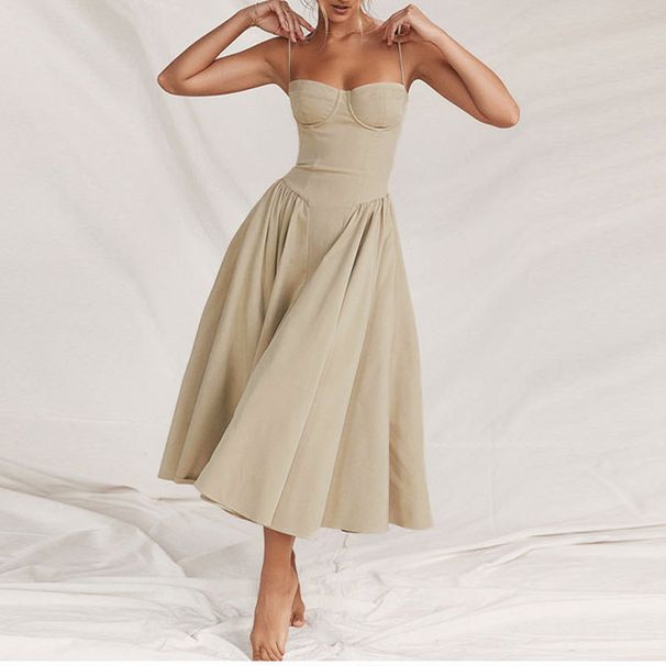 Summer Hot-Selling European And American Style Cross-Border Strapless New Waist-Cinching Fashion Sexy Red_ecoleips.com