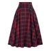 Aria Basics Aria Basics European And American Foreign Trade High Flared Autumn Winter Fashion Women's Plaid Elastic Waist A-line Skirt_ecoleips.com