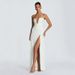 Elegant Long Dress For Women Goddess-Like Strapless Pleated High Slit Flowing Gown Independent Website_ecoleips.com
