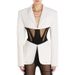 Women's V-Net Sheer Blazer – Chic & Edgy (Oversized Fit, Mesh Detail, Fashion-Forward Statement Piece)_ecoleips.com