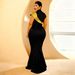 Women's Slim Fit Color Block Dress Gold Foil Detail European American Fashion Sexy Direct Factory Sale Amazon_ecoleips.com