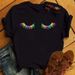 Euroean And American Cross-border Foreign Trade Clothing, Sexy Eyelash Rint Round-neck Short-sleeve Women's T-shirt_ecoleips.com