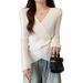 girl Plus Size Design Sense Regular Shoulder Long Sleeve Knitted Sweater For Women Early Autumn Irregular Shape Fat MM_ecoleips.com