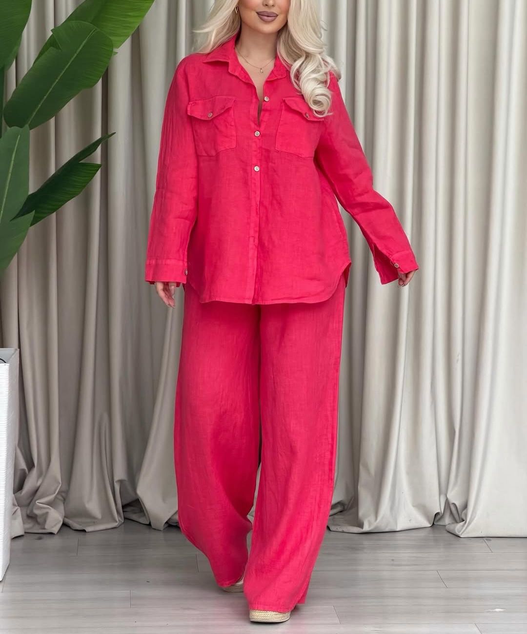 Women's Fashion Loose Fit Two Piece Set Short Sleeve Top Elastic Waist Pants Casual Comfort_ecoleips.com