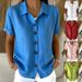 Women's Casual Button Down Shirt Short Sleeve Cotton Linen Comfortable Top For Summer_ecoleips.com