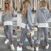 Women's Clothing Casual Color Matching Women's Suit Loose Long Sleeved Fake Two Piece Sweatshirt Sports Trousers Two Piece Suit Female_ecoleips.com