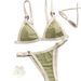 Contrast Trim Ribbed Triangle Bikini Two Piece High Cut Beach Swimwear With Tortoise Ring Details_ecoleips.com