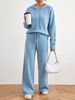 Rib Knit Hooded 2 Piece Set, Lightweight Loungewear_ecoleips.com