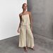 European And American 2025 Summer Cotton And Linen Cool Suspender Trousers Loose Casual Comfortable Two Piece Set_ecoleips.com