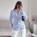 Summer New Style Women's Long Sleeve Shirt Slim Striped Tie Waist Elegant Commuter Design Clothing For Ladies_ecoleips.com