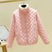 "Quilted Sherpa-Lined Jacket – Oversized Puffer Coat With Stand Collar For Women (Green/Blue/Pink, M-3XL)"_ecoleips.com
