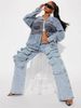 Women's High Waist Straight Jeans - Detachable Snap Button & Asymmetrical Design For Streetwear Fashion_ecoleips.com