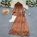 Elegant Women's Court-Style Two-Piece Set Lace-Trimmed Long-Sleeve Blouse High-Waist Skirt Versatile Color Palette_ecoleips.com