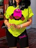 Summer Women's Casual And Fashionable Cartoon Graphic Print Loose T-shirt+shorts Two-piece Sportswear Suitable For Daily Wear-65_ecoleips.com