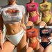 Women's Clothing Mesh Printed Tops Vacation Three Piece Sexy Bikini Suits For Women_ecoleips.com