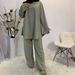 Verve Fashion Women's Simple Wide-Leg Pants Muslim Belted Set 2272_ecoleips.com