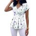 Women's Floral V-Neck Blouse Soft Polyester Top with Feminine Floral Print for Vacation_ecoleips.com