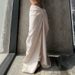 Women's Wide Leg Pants Twisted Pleated Waistband Drape Straight Leg Trousers Solid Color Niche Street Style_ecoleips.com
