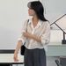 Women's Tencel Long Sleeve Shirt - Korean Loose Fit Blouse With Button Detail, Breathable Rayon Blend Top For Office & Casual_ecoleips.com