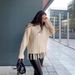 Women's Fringed Sweater Autumn Women's Thickened Loose Casual Versatile Solid Color Long-sleeved Knitted Top Women's Autumn And Winter_ecoleips.com