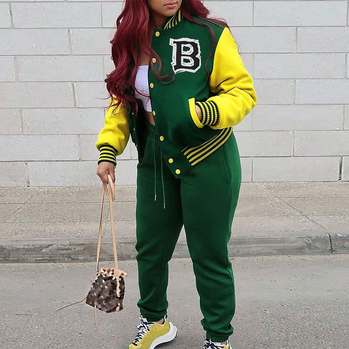 Trendy Color-Block Tracksuit Set – Oversized Letter Print Hoodie & Joggers (S/M/L)_ecoleips.com