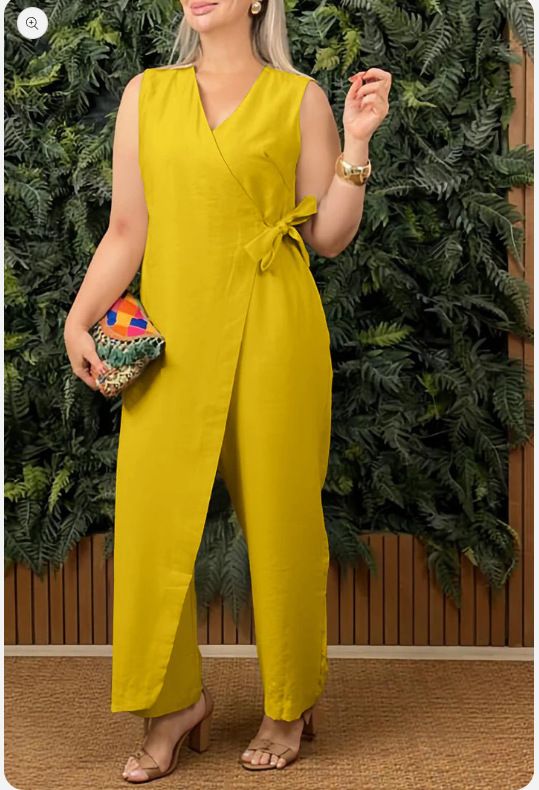 Women's Clothing Solid Color Women's Casual V Neck Strap Jumpsuit Dress_ecoleips.com