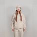 Women's Solid Color Hooded Eye Mask & Top Two-Piece Set - Cozy Winter Outfit, Loose Fit, Long Sleeve, Casual Elegance_ecoleips.com